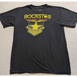 Rockstar Energy Drink Black Short Sleeve T-Shirt 100% Cotton Men’s Size Large